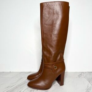 New! LK Bennett Shelby Brown Leather Heeled Tall Boot 37